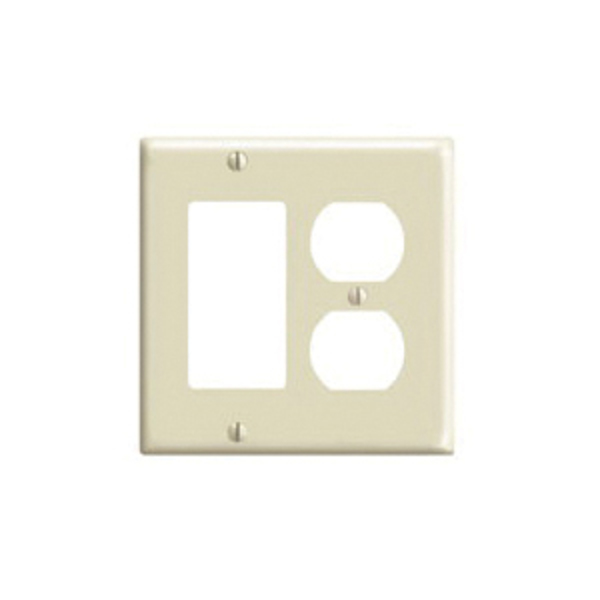 Leviton Rocker/Duplex Wall Plate, 2 Gang, Ivory 80455-I